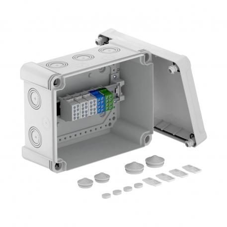 Scatola di derivazione, serie X 16 con morsettiera 227x177x110 | 10 | IP67 | grigio chiaro; RAL 7035