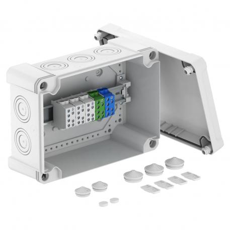 Scatola di derivazione, serie X 25 con morsettiera 271x187x110 | 10 | IP67 | grigio chiaro; RAL 7035