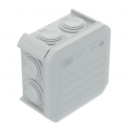 Scatola di derivazione T 40, con passacavo 77x77x46 | 7 | IP56 | grigio chiaro; RAL 7035