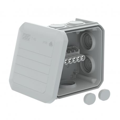 Scatola di derivazione, Serie T40 con passacavi e morsettiera 77x77x46 | 7 | IP56 | grigio chiaro; RAL 7035