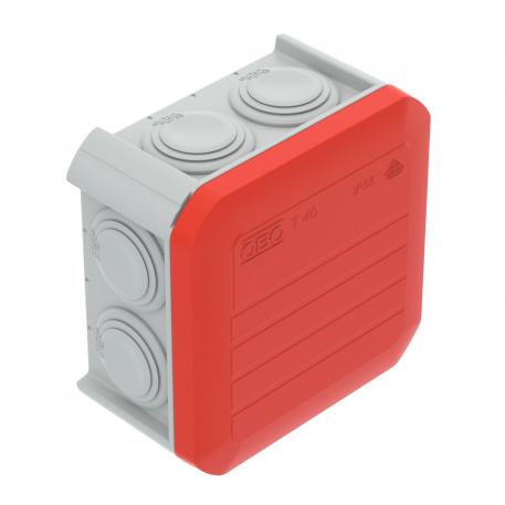 Scatola di derivazione T 40, con passacavo 77x77x46 | 7 | IP56 | grigio / rosso