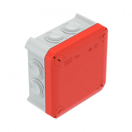Scatola di derivazione T 60, con passacavo 100x100x48 | 7 | IP66 | grigio / rosso