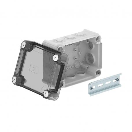 Scatola di derivazione T 100, con passacavo, coperchio alto trasparente 136x102x74 | 10 | IP66 | grigio chiaro; RAL 7035