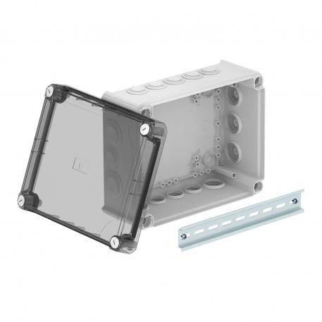 Scatola di derivazione T 250, con passacavo, coperchio alto trasparente 225x173x103 | 16 | IP66 | grigio chiaro; RAL 7035