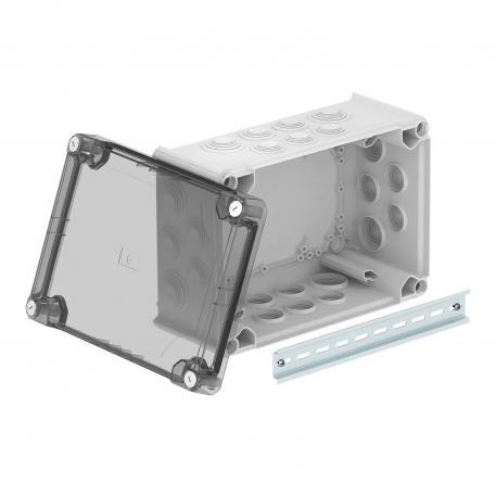 Scatola di derivazione T 350, con passacavo, coperchio alto trasparente 267x182x127 | 24 | IP66 | grigio chiaro; RAL 7035
