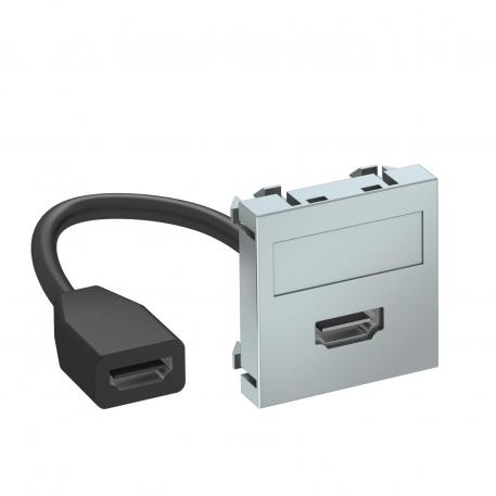 Supporto multimediale HDMI, 1 modulo, uscita diritta, con cavo di collegamento  |  | HDMI | alluminio laccato
