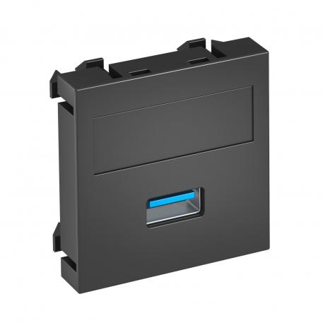 Porta USB 2.0/3.0, 1 modulo, uscita diritta, come attacco a vite diritto |  | USB | Nero-grigio; RAL 7021