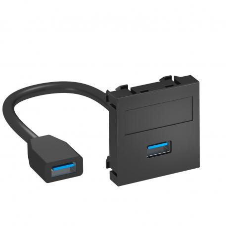 Porta USB 2.0 / 3.0, 1 modulo, uscita diritta, con cavo di collegamento diritto |  | USB | Nero-grigio; RAL 7021
