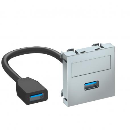 Porta USB 2.0 / 3.0, 1 modulo, uscita diritta, con cavo di collegamento  |  | USB | alluminio laccato