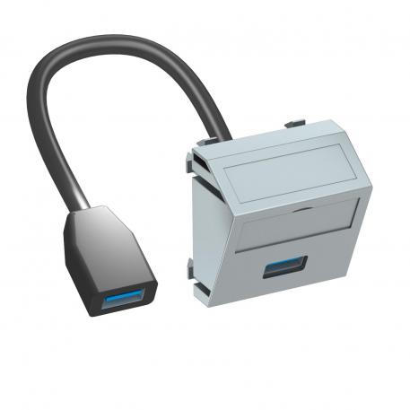 Porta USB 2.0/3.0, 1 modulo, uscita inclinata, con cavo di collegamento  |  | USB | alluminio laccato