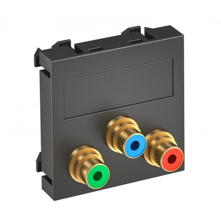 Collegamento video Component, 2 moduli, uscita diritta, come innesto 1:1, nero-grigio