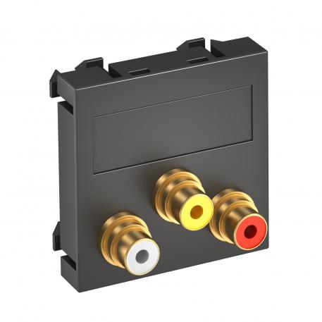 Collegamento RCA, 2 moduli, uscita diritta, innesto 1:1, grigio-nero diritto |  | Cinch | Nero-grigio; RAL 7021
