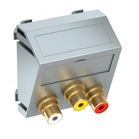 Collegamento RCA, 2 moduli, uscita inclinata, innesto 1:1, alluminio verniciato  |  | Cinch | alluminio laccato