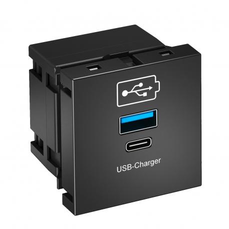 Caricatore USB Nero-grigio; RAL 7021
