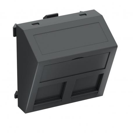 Supporto per l'installazione di 2 prese dati, 1 modulo, uscita inclinata, tipo C sì | Nero-grigio; RAL 7021